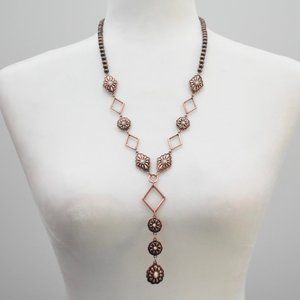 Western White Lanier Concho Y Copper Necklace
